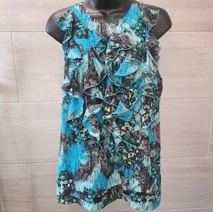 Nue Options Teal and Black Patterned Top